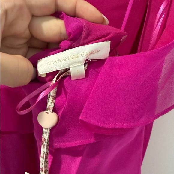 LoveShackFancy Rialto Dress Fuchsia Pink Ruffled Evening‎ Gown Size 4 - Picture 10 of 13